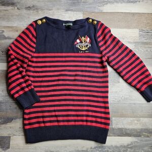 Lauren Jeans Company Ralph Lauren Vintage Nautical Sweater Red Navy Blue Medium